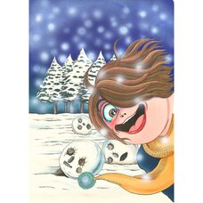 Kanako Inuki Fushigi no Tatari-chan Snowman Reproduction Art Print