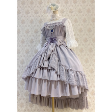 Atelier Pierrot Gray Cummerbund Chiffon Dress