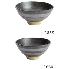 Elegant Mino Ware Yakishime Komasuji Rice Bowl