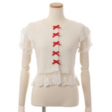 LIZ LISA Lacy Hem Ribbon Cardigan