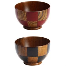 Checkered Lacquerware Soup Bowls