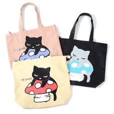 Osumashi Pooh-chan Pooh-chan on a Mushroom Tote Bags