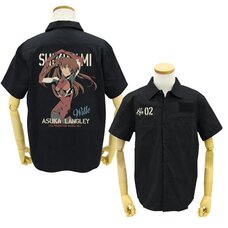 Evangelion Asuka Langley Shikinami Full-Color Print Black Work Shirt