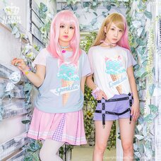 LISTEN FLAVOR Ice Cream Cat Half-Sleeve Raglan Cutsew