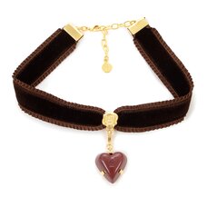Q-pot. Velvet Ribbon Choker w/ Amour Rouge Chocolate Charm