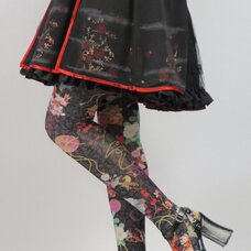 Ozz Oneste Flowers & Braided Rope Red Tights