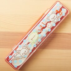 Rilakkuma Chopsticks, Spoon & Case (Blue Polka Dots)