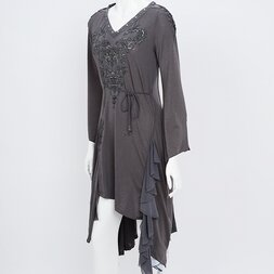 Rozen Kavalier Masquerade Print Irregular Hem Dress