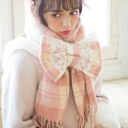 LIZ LISA Ribbon Checkered Stole