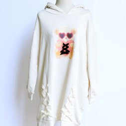 LIZ LISA Bear Print String Hoodie