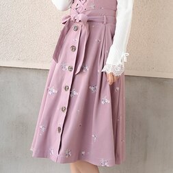 LIZ LISA Embroidered Flower Skirt