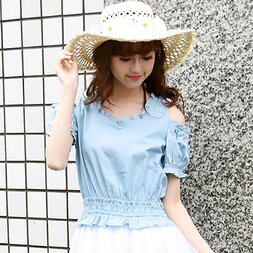 LIZ LISA Off-Shoulder Ribbon Tulle Dress