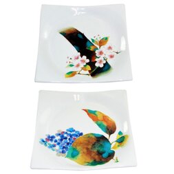 Hana Meguri White Porcelain Square Plates