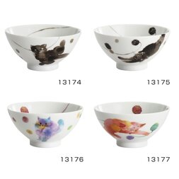 Moko Neko Mino Ware Rice Bowls