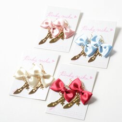 Pinkymika Satin Ribbon & TOGE Heel Earrings
