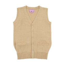 Teens Ever Beige High School Uniform Front-Opening Vest