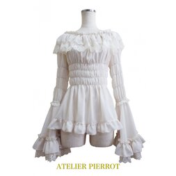Atelier Pierrot Rose Off-Shoulder Shirring Blouse