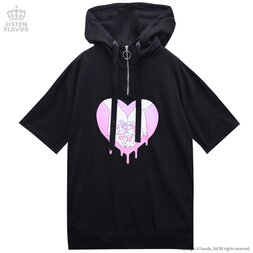 LISTEN FLAVOR Yami-Kawa Prescription High-Neck Short Sleeve Hoodie