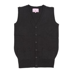 Teens Ever Black High School Uniform Front-Opening Vest