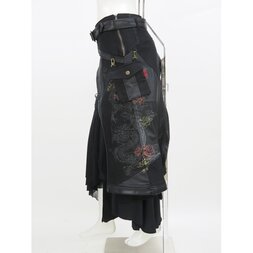Ozz Conte Samurai 7 Irregular Cut Dragon Print Long Skirt