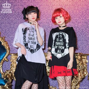 LISTEN FLAVOR Black Cat Mirror Ringed Sleeve Lace-Up Hooded Cutsew