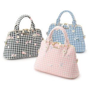 LIZ LISA Round Gingham Flower Bag
