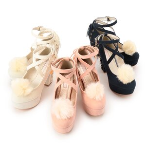LIZ LISA Cross Strap Pom Pom Pumps (Limited Edition)
