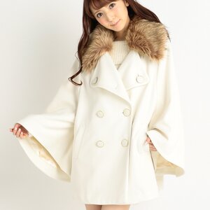 LIZ LISA Faux Fur Collar Poncho Coat