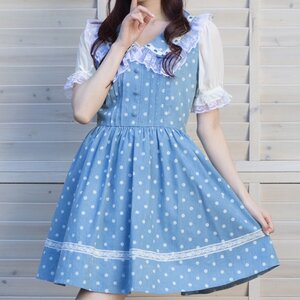 LIZ LISA Polka Dot Large Collar Jumper Skirt