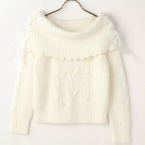 LIZ LISA Off-Shoulder Ribbon Knit Top