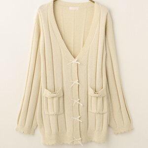 LIZ LISA Wide Ribbed Lamé Long Cardigan