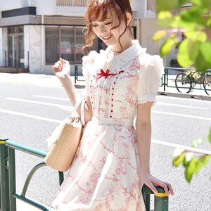 LIZ LISA Rose Ribbon Checkered Jumper Skirt