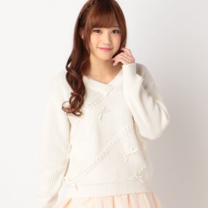 LIZ LISA Ribbon Knit Long Sleeve Shirt
