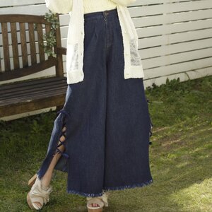 LIZ LISA Lace-Up Denim Wide Pants