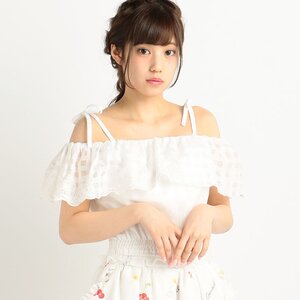 LIZ LISA Fruit Print Embroidered Off-Shoulder Top