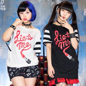 LISTEN FLAVOR Liar Rouge Striped Sleeve Cutsew