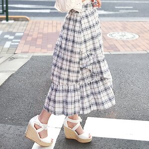 LIZ LISA Checkered Sucre Mi-Mollet Skirt