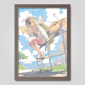 Cow Girl - A Country Road in the Beginning of Autumn Poster