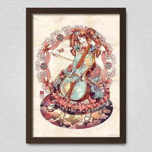 Flowers and a Cellist Poster