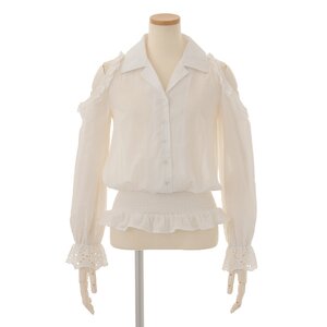 LIZ LISA Open Shoulder Frilly Embroidered Shirt
