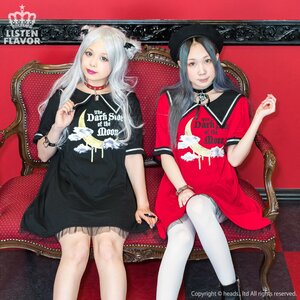 LISTEN FLAVOR Crecent Moon Bat Sailor Flared Dress