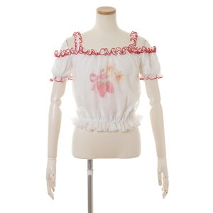 LIZ LISA Daisy Berry Puff Open Shoulder Blouse