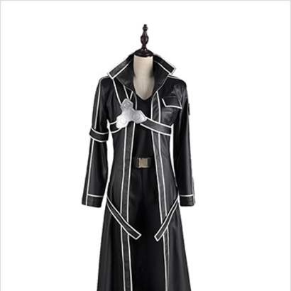 SAO Sword Art Online Kirito black Uniform Cloak Cosplay Costume Trench